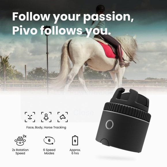 Pivo Pod Silver Auto Tracking Face Body Horse Phone Holder 360° Rotation - Picture 8 of 14